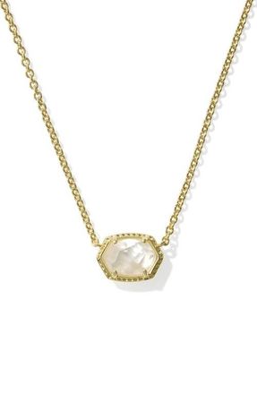 Kendra Scott Daphne Frame Stone Pendant Necklace in Gold Ivory at Nordstrom
