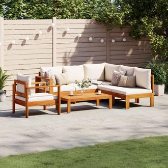 vidaXL Set De Sof&aacute;s De Jard&iacute;n Con Cojines 5 Pzas Madera Maciza Acacia Vidaxl