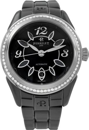 Perrelet Pre-owned Perrelet Classic Eve Automatic Diamond Black Dial Ladies Watch A2041/BA