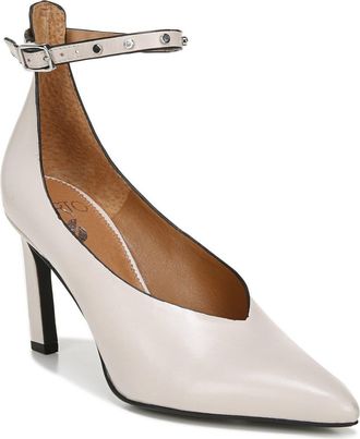 Franco Sarto Sarah Ankle Strap Pump in Soft Grey Leather at Nordstrom, Size 8.5