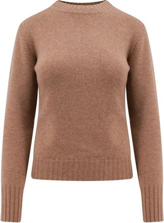 Max Mara Cashmere Bruine Trui met Geribbelde Manchetten - Dames - Cashmere truien - Bruin - XS - Kasjmier - Truien & Vesten