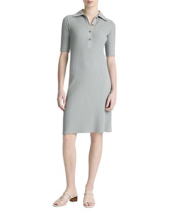 Vince Elbow Sleeve Polo Mini Dress