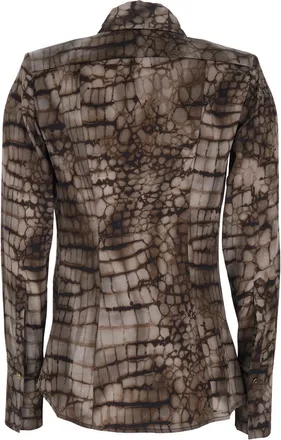 Elisabetta Franchi Womens Classic-Collar Blouse Brown Viscose Blouses Shirt