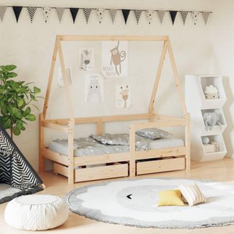 vidaXL Estructura De Cama Para Ni&ntilde;os Con Cajones Madera Pino 70x140 Cm Vidaxl