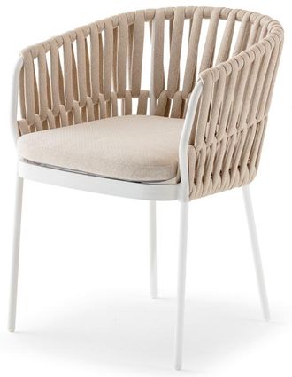 LLR Collection Outdoor Design Stuhl Soho mit Armlehnen - Weiss/Beige