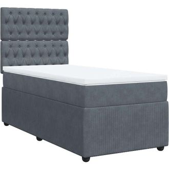 vidaXL Cama Box Spring Con Colch&oacute;n Terciopelo Gris Oscuro 100x200 Cm Vidaxl