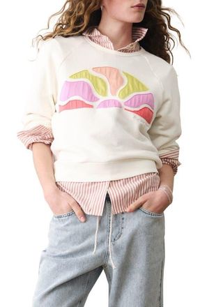 Marine Layer Cloud 9 Terry Sun Appliqu&eacute; Sweatshirt in Antique White at Nordstrom, Size X-Small