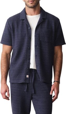 Marine Layer Hugo Jacquard Resort Shirt in Navy at Nordstrom, Size Xx-Large