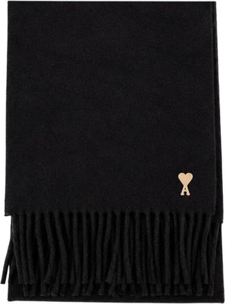 Ami Ami De Coeur Patch Sjaal - unisex - Accessoires - Zwart - Maat: ONE Size Wol