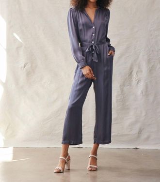 Bella Dahl Gathered Button Front Jumpsuit In Smoke Shadow