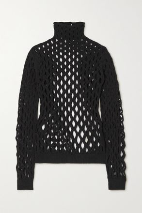 Valentino Garavani Cutout Stretch-knit Turtleneck Top - Nero