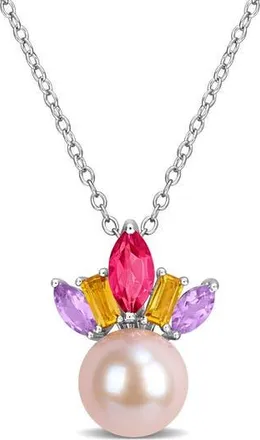 Delmar Semiprecious Stone & Pink Cultured Pearl Pendant Necklace in Multi at Nordstrom Rack