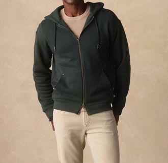 The Normal Brand Normal Fleece Full Zip Hoodie In Varsity Green