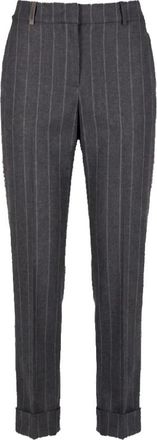 PESERICO Straight Broeken - Dames - Straight fit broeken - Grijs - L - Leer - Broeken
