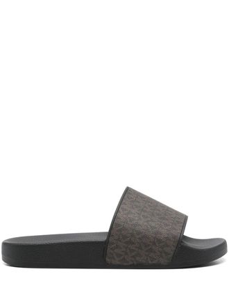 Michael Kors Jake monogram slides - Brown