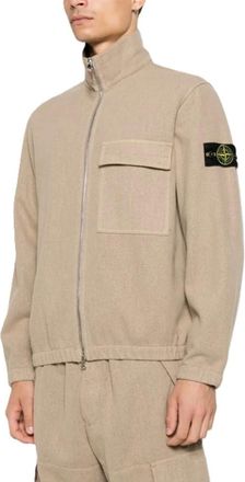 Stone Island Wool-Nylon Flannel-TC Overshirt - Heren - Jassen - Bruin - Maat: M Nylon