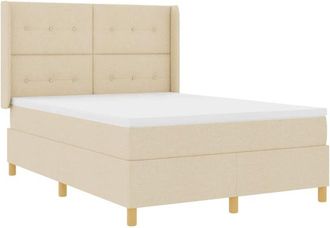 vidaXL Box Spring Bed with Mattress Cream 140 x 190 cm Fabric vidaXL