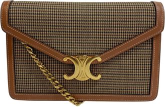 Celine Beige Canvas Chain/Shoulder Wallet (Pre-Owned)