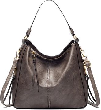 Generic Compatible For Women Leather Handbags Messenger Crossbody Bags Vintage Retro Tote Female Shoulder(Grey)