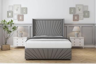 Comfort Beds Sunrise Dumfries Divan Set No Drawers-54 Wingback-Footboard in Light Grey | Size: Super King
