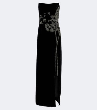 Costarellos Vestido de fiesta de terciopelo adornado