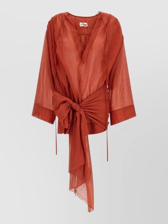 Andamane indira draped long sleeve sheer top