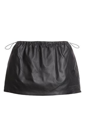 Alexander Wang Bungee Waist Leather Miniskirt in Black at Nordstrom, Size X-Large