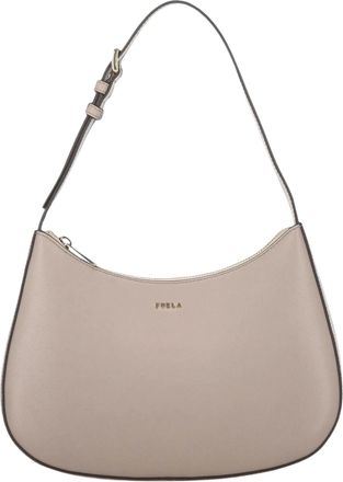 Furla Curved Calf Leather Shoulder Bag with Gold-tone Fittings