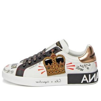 Dolce & Gabbana Portofino Printed Sneakers Graphic White Gold CS1570AZ268-HWF57