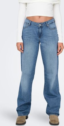 Only Low-rise-Jeans ONLY ONLBRITNEY LOW STRAIGHT DNM AZG OS, Damen, Gr. XL, L&auml;nge 32, medium blau denim, Denim/Jeans, Obermaterial: 100% Baumwolle, unifarb