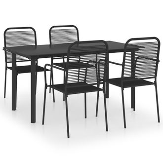 vidaXL Set De Comedor De Jard&iacute;n De 5 Piezas Vidrio Y Acero Negro Vidaxl