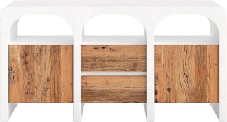 Rendez-Vous D&eacute;co Aparador de concreto blanco roto y madera