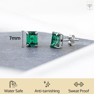 MAX + STONE 14k Yellow or White Gold Solitaire 7x5mm Gemstone Stud Earrings