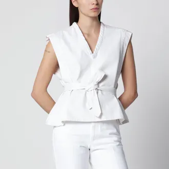 Christophe Lemaire Camicia Chasuble bianca in denim sbiancato