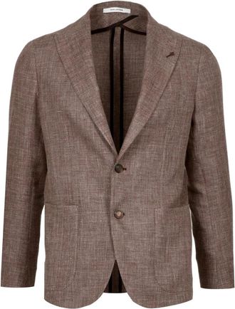 Tagliatore Luxe Linnen en Wol Blend Blazer - Heren - Business blazers - Bruin - 3XL - Wol - Kostuums
