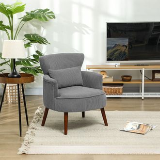 HOMCOM Armchair with Padded Seat & Backrest for Living Room, Light Grey