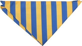 DQT Men Classic Stripe Patterned Business Party Handkerchief Pocket Square - Royal Blue & Yellow