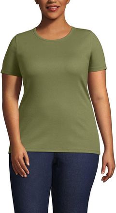Lands End Cotton Rib T-shirt in Simply Olive at Nordstrom, Size 1X