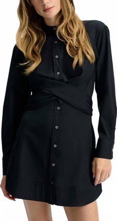 Veronica Beard Ellers Mini Wrap Shirtdress In Black