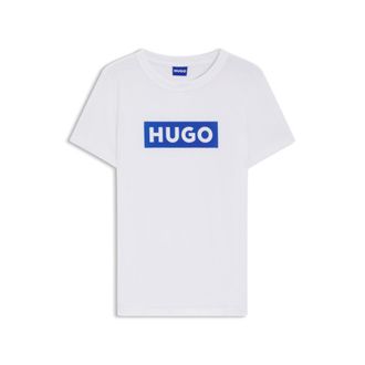 HUGO BOSS Slim-fit T-shirt in cotton with blue boxed logo
