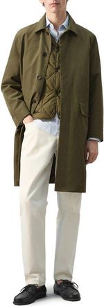 Mango Water Repellent Parka with Removable Vest in Olive Green at Nordstrom, Size X-Large