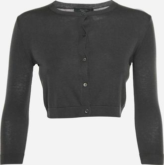 Max Mara Grey Knit Button Up Cropped Conio Cardigan