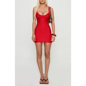 Princess Polly Justina Sleeveless Bandage Minidress in Red at Nordstrom, Size 12