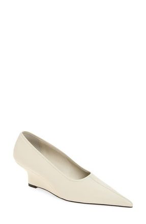 Toteme Pointed Toe Wedge Pump in White at Nordstrom, Size 12Us