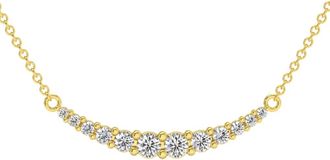Pompeii3 1/2Ct TW Diamond Graduated Bar Necklace 14k Gold Lab Grown Pendant 28mm