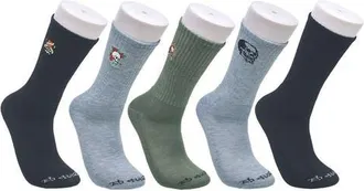 Ed Hardy Embroidery Half Cushion Crew Sock 5-Pack in Black Multi at Nordstrom