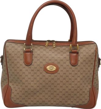 Gucci Micro Small Gg Canvas Beige Canvas Handbag (Pre-Owned)