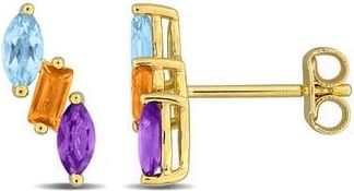 Delmar Multistone Diagonal Stud Earrings in Gold Multi at Nordstrom Rack