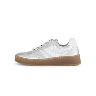Gabor Womens Flat Sneaker In Nappa Silver