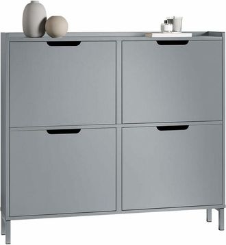 SoBuy 4 Flip-drawers Shoe Cabinet Shoe Rack Organizer Unit,Grey,FSR100-HG - Sobuy